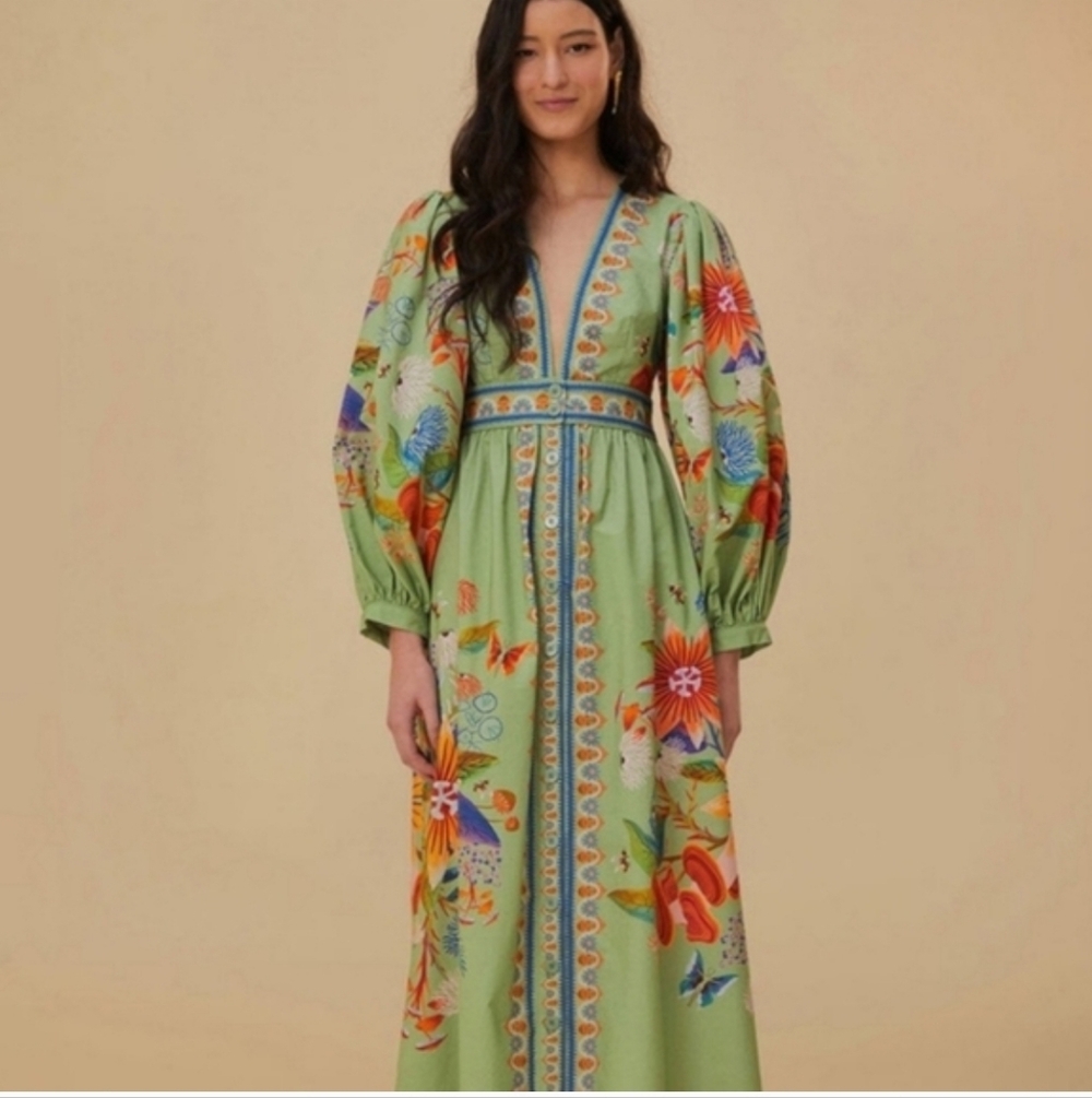 Farm Rio Green Floral Yard Maxidress - Picture 2 of 5